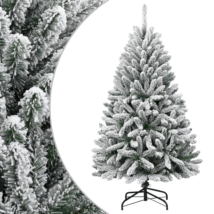 Kunstkerstboom Met Scharnieren En Sneeuw 1 150 cm Groen en wit