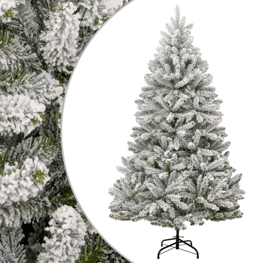 Kunstkerstboom Met Scharnieren En Sneeuw 1 210 cm Groen en wit