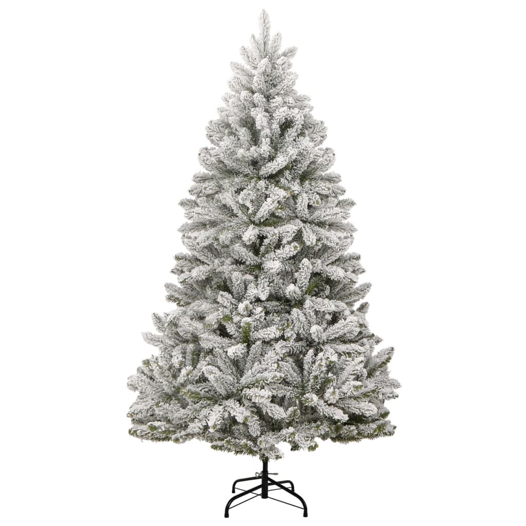 Kunstkerstboom Met Scharnieren En Sneeuw 1 210 cm Groen en wit