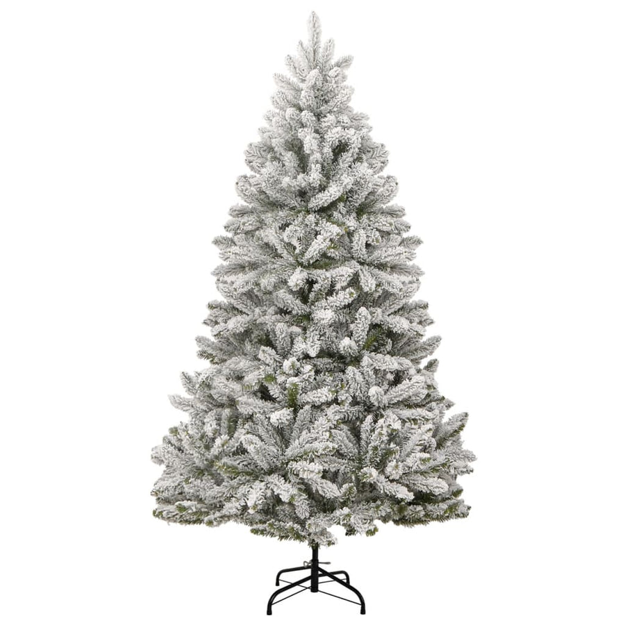 Kunstkerstboom Met Scharnieren En Sneeuw 1 210 cm Groen en wit
