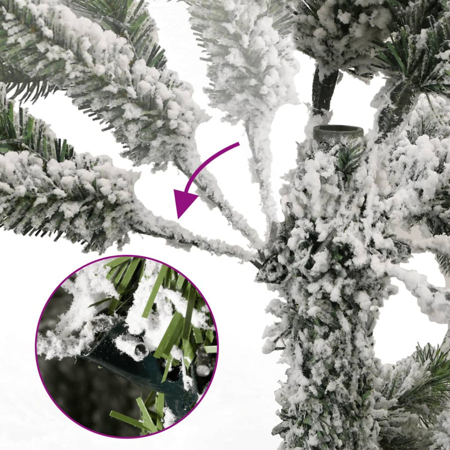Kunstkerstboom Met Scharnieren En Sneeuw 270 Cm 1 Groen en wit