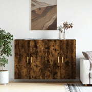 Hangkasten 2 st bewerkt hout 69.5x34x90 cm gerookt eiken