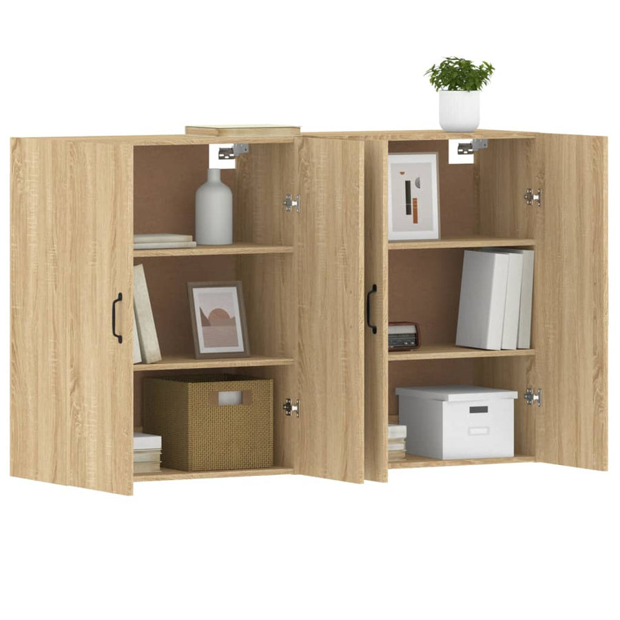 Hangkasten 2 St Bewerkt Hout Sonoma Eikenkleurig