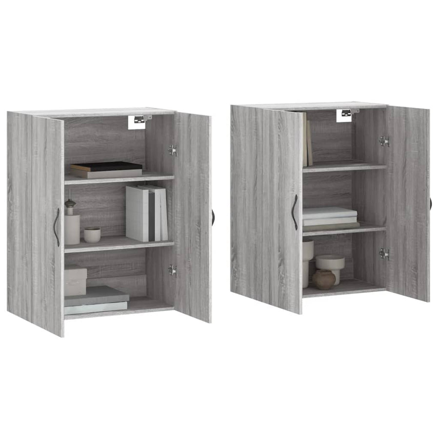 Hangkasten 2 St Bewerkt Hout Grijs Sonoma Eikenkleurig