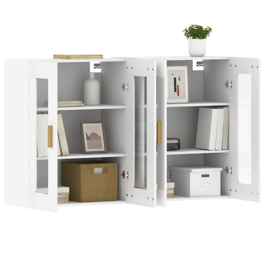 Hangkasten 2 St Bewerkt Hout Wit