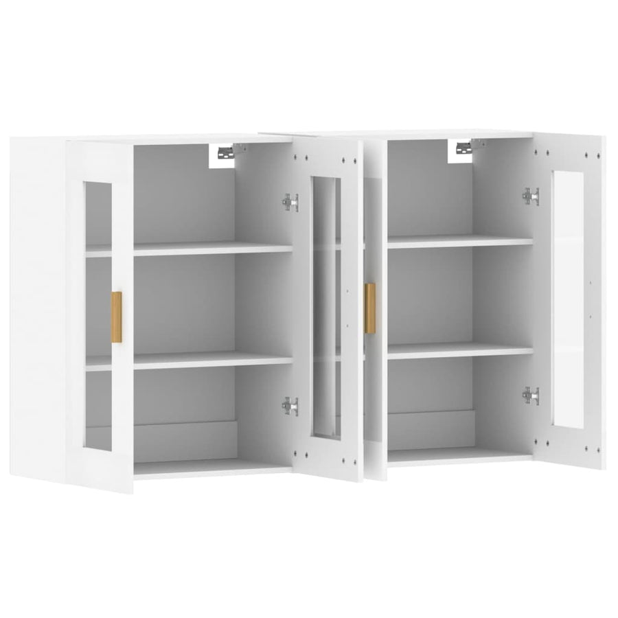 Hangkasten 2 St Bewerkt Hout Wit
