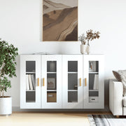Wall cabinets 2 pcs carved wood white