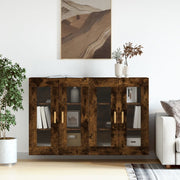 Wall cabinets 2 pcs treated smoked oak wood