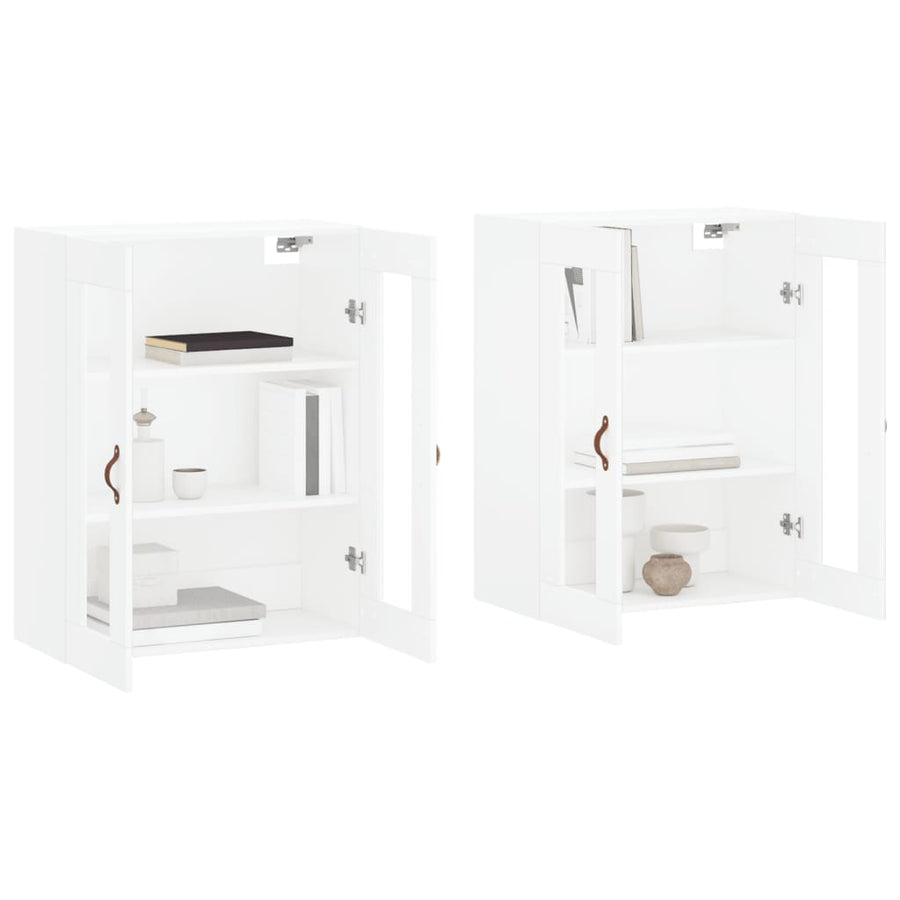 Hangkasten 2 St Bewerkt Hout Wit