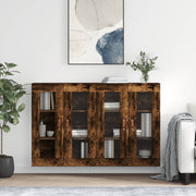 Wall cabinets 2 pcs treated smoked oak wood