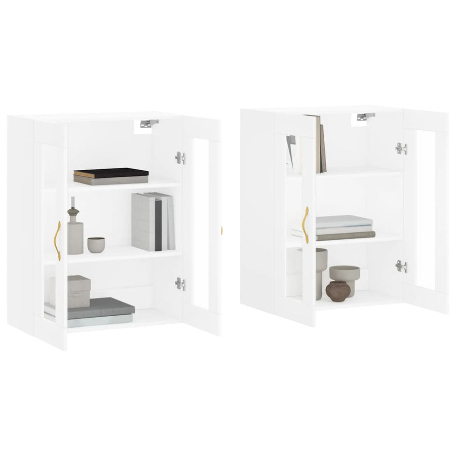 Hangkasten 2 St Bewerkt Hout Wit