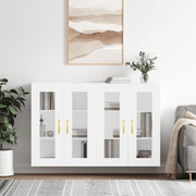 Wall cabinets 2 pcs carved wood white