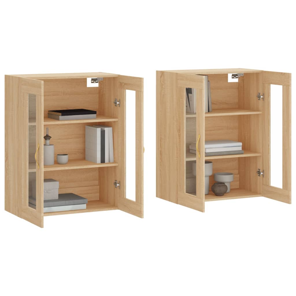 Hangkasten 2 St Bewerkt Hout Sonoma Eikenkleurig