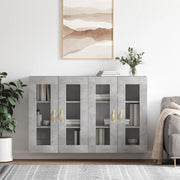 Wall cabinets 2 pcs treated wood concrete grey