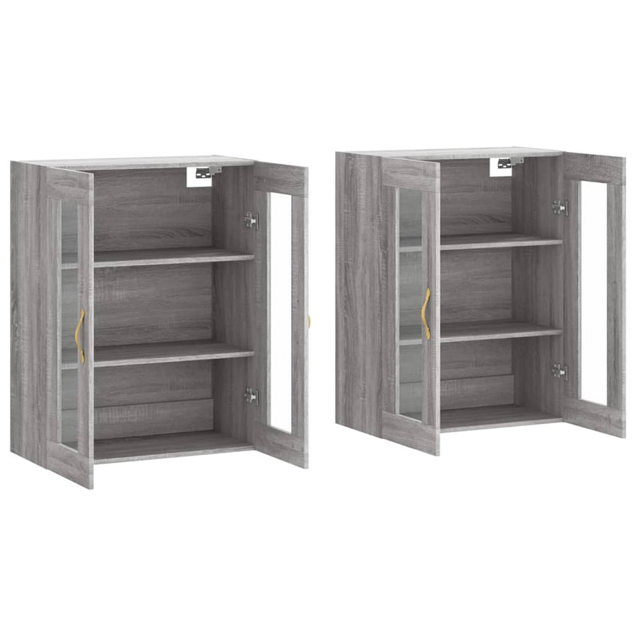 Hangkasten 2 St Bewerkt Hout Grijs Sonoma Eikenkleurig