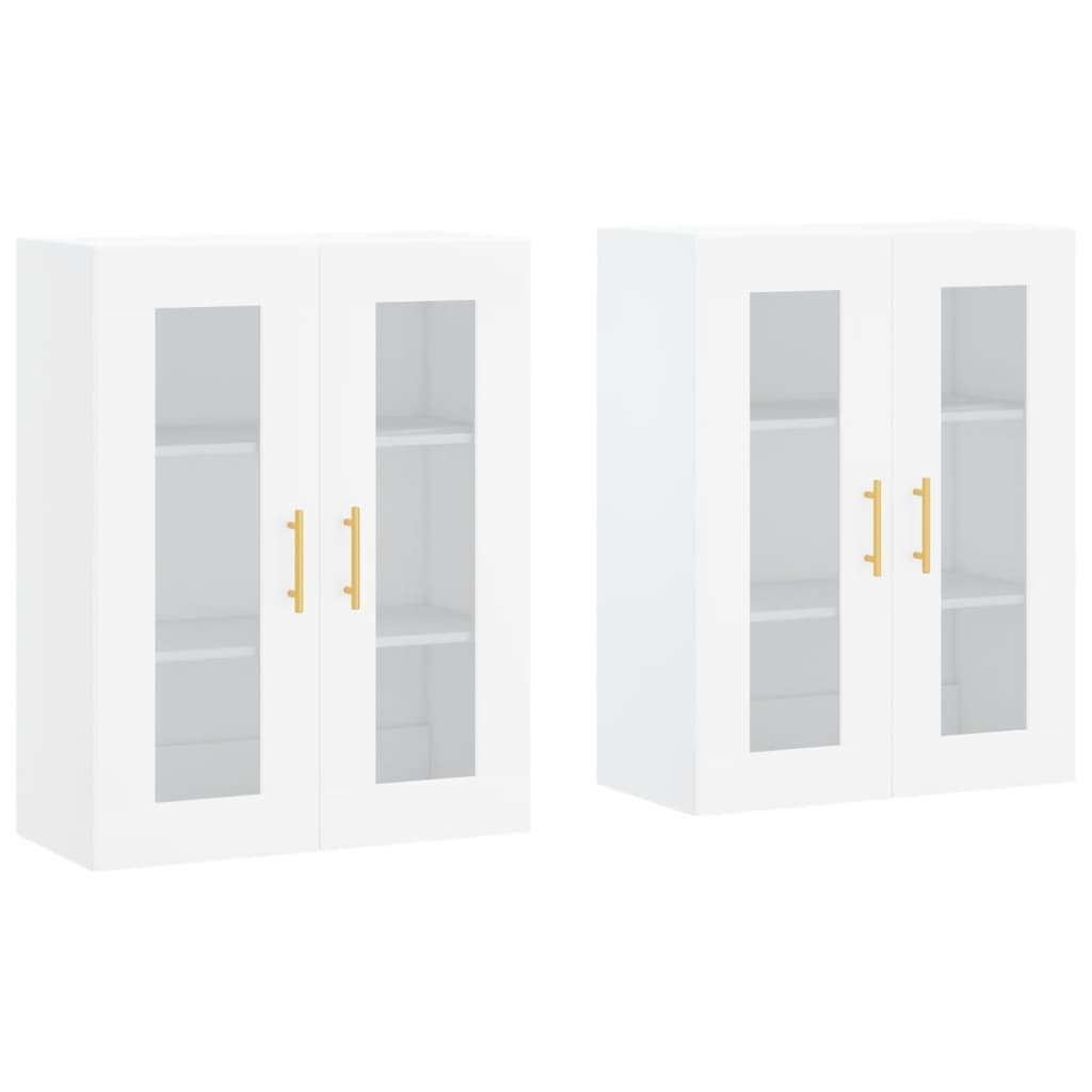 Hangkasten 2 St Bewerkt Hout Wit