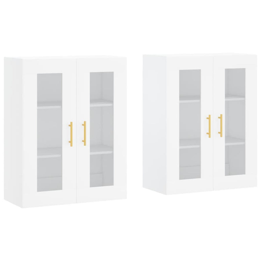 Hangkasten 2 St Bewerkt Hout Wit