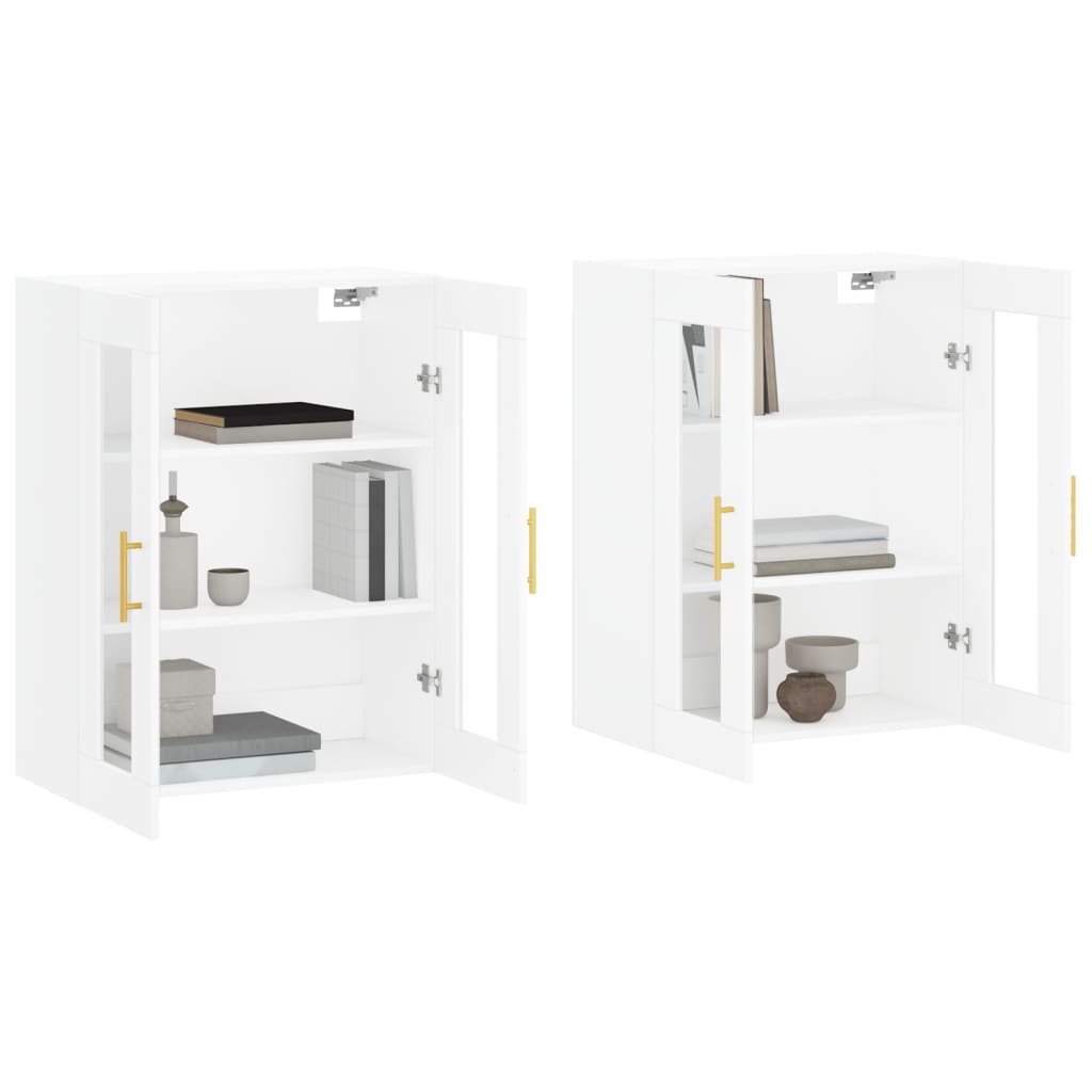 Hangkasten 2 St Bewerkt Hout Wit