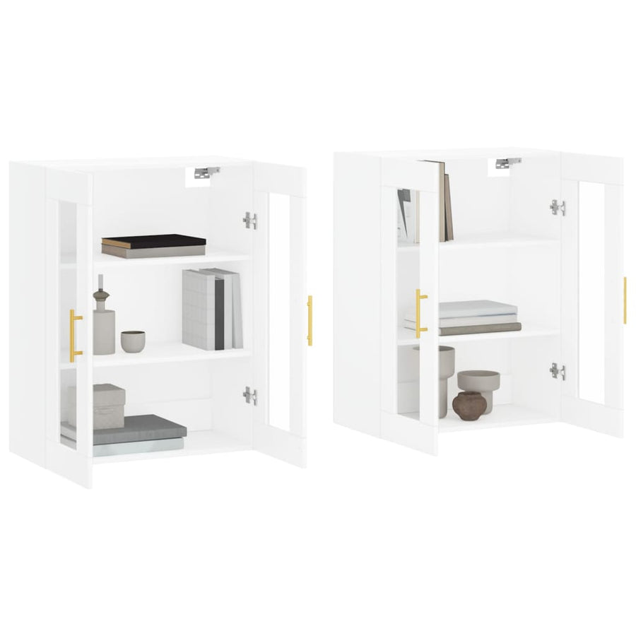 Hangkasten 2 St Bewerkt Hout Wit