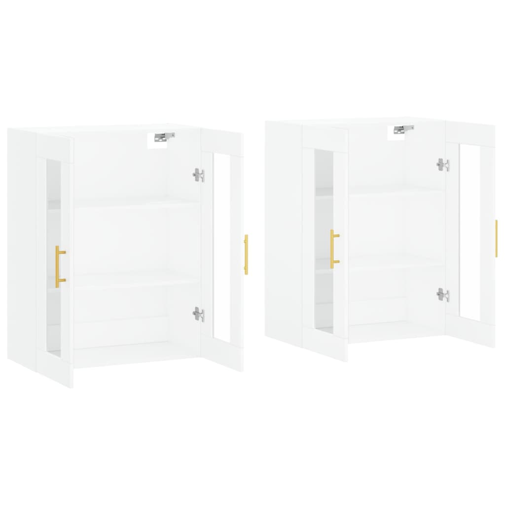 Hangkasten 2 St Bewerkt Hout Wit