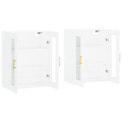 Hangkasten 2 St Bewerkt Hout Wit