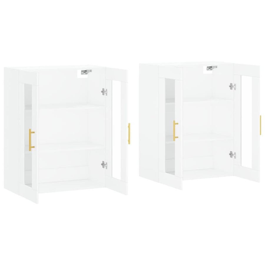 Hangkasten 2 St Bewerkt Hout Wit