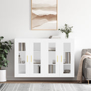 Wall cabinets 2 pcs carved wood white