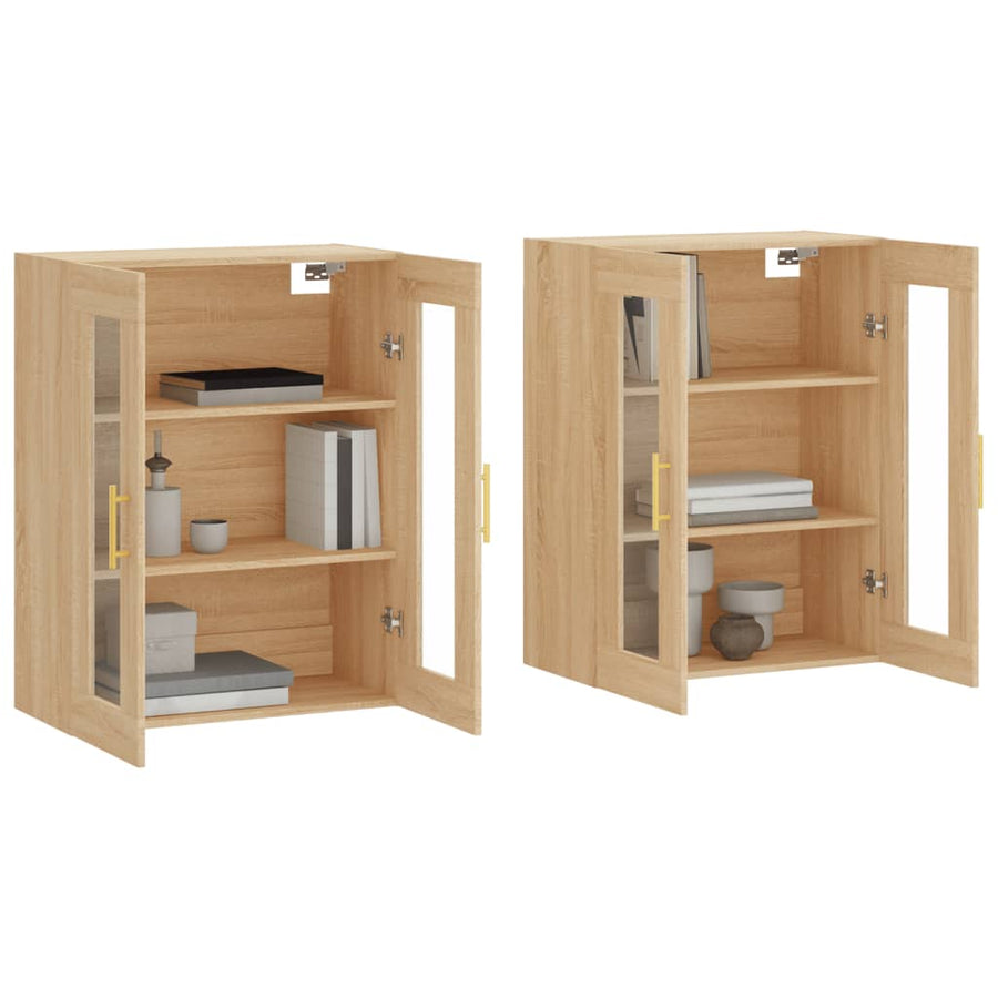 Hangkasten 2 St Bewerkt Hout Sonoma Eikenkleurig