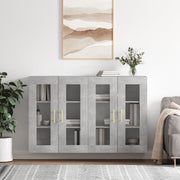 Wall cabinets 2 pcs treated wood concrete grey