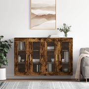 Wall cabinets 2 pcs treated smoked oak wood