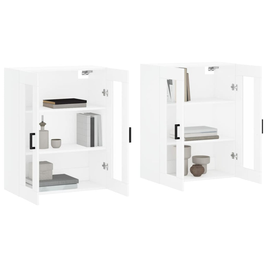 Hangkasten 2 St Bewerkt Hout Wit