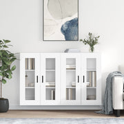 Wall cabinets 2 pcs carved wood white