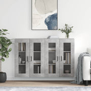Wall cabinets 2 pcs treated wood concrete grey