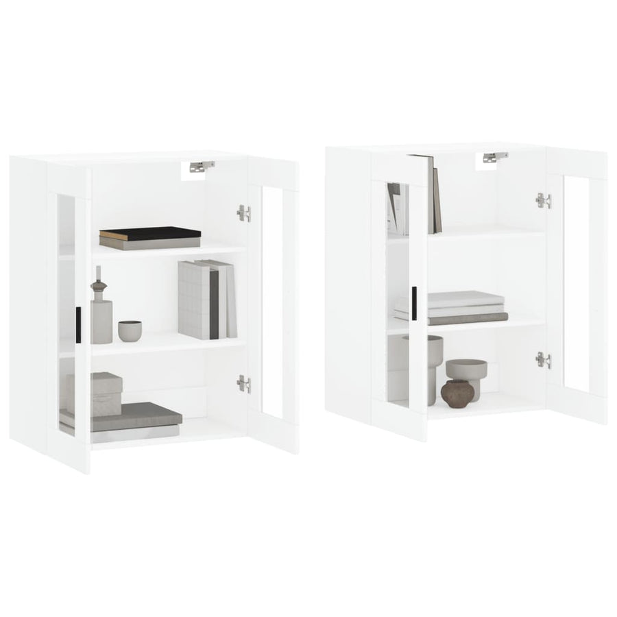 Hangkasten 2 St Bewerkt Hout Wit