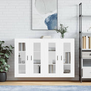 Wall cabinets 2 pcs carved wood white
