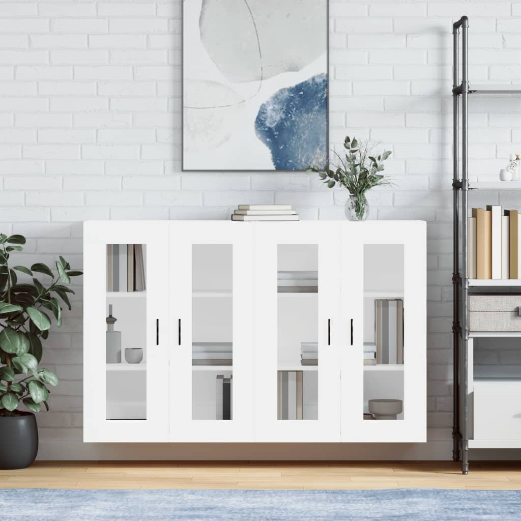 Hangkasten 2 St Bewerkt Hout Wit