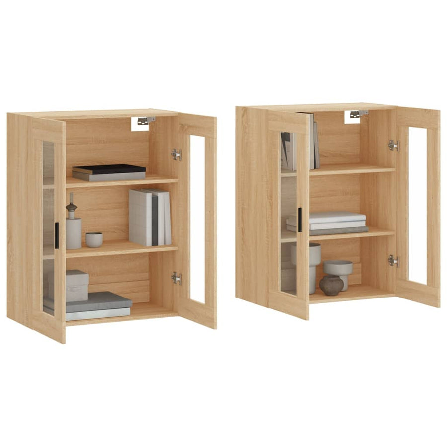 Hangkasten 2 st bewerkt hout sonoma eikenkleurig