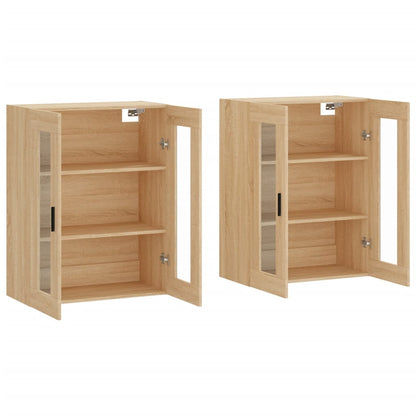 Hangkasten 2 st bewerkt hout sonoma eikenkleurig