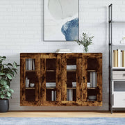 Wall cabinets 2 pcs treated smoked oak wood
