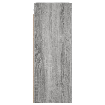 Hangkasten Bewerkt Hout Eikenkleurig Grijs sonoma Groefzwart