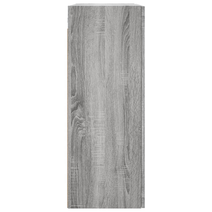 Hangkasten Bewerkt Hout Eikenkleurig Grijs sonoma Groefzwart