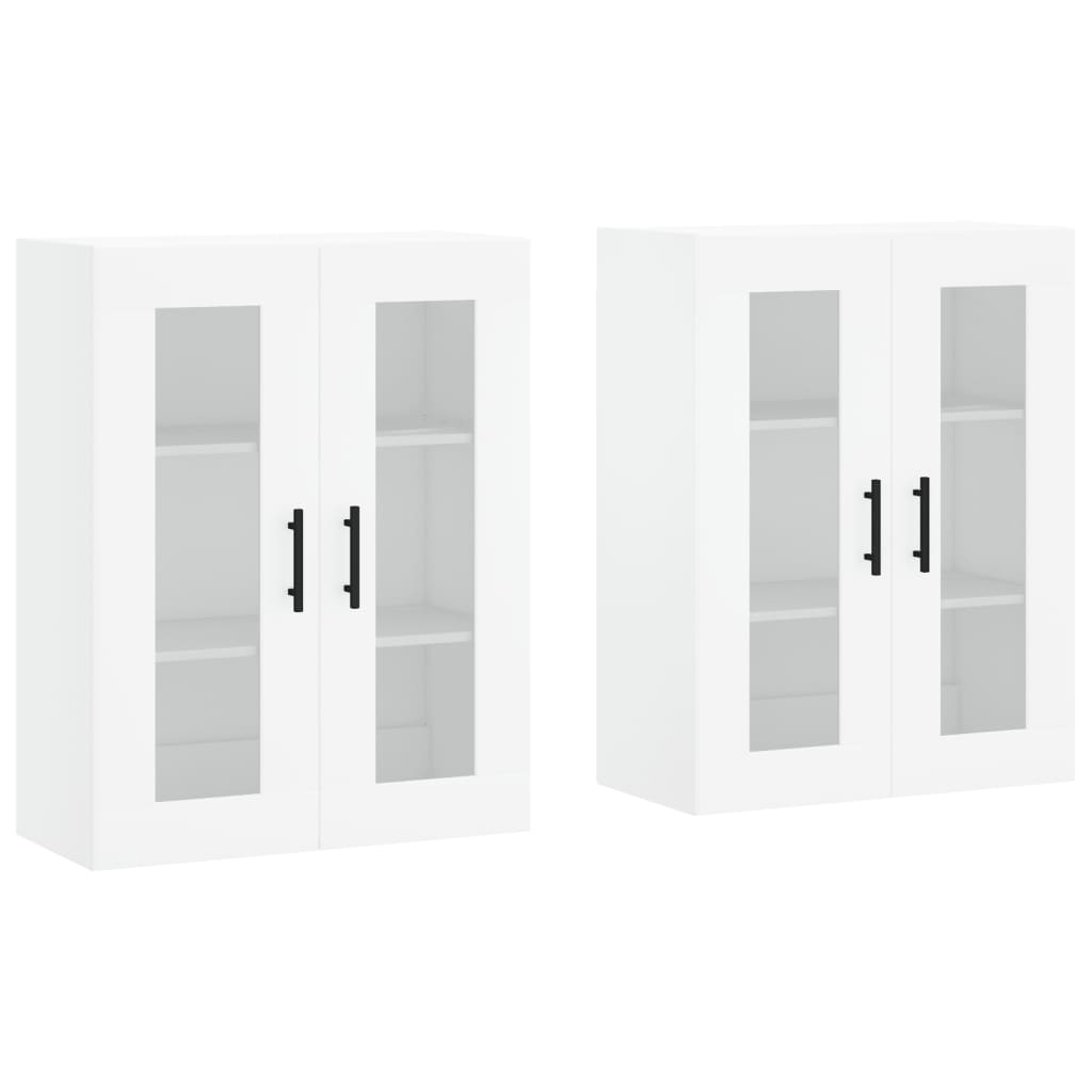 Hangkasten 2 St Bewerkt Hout Wit