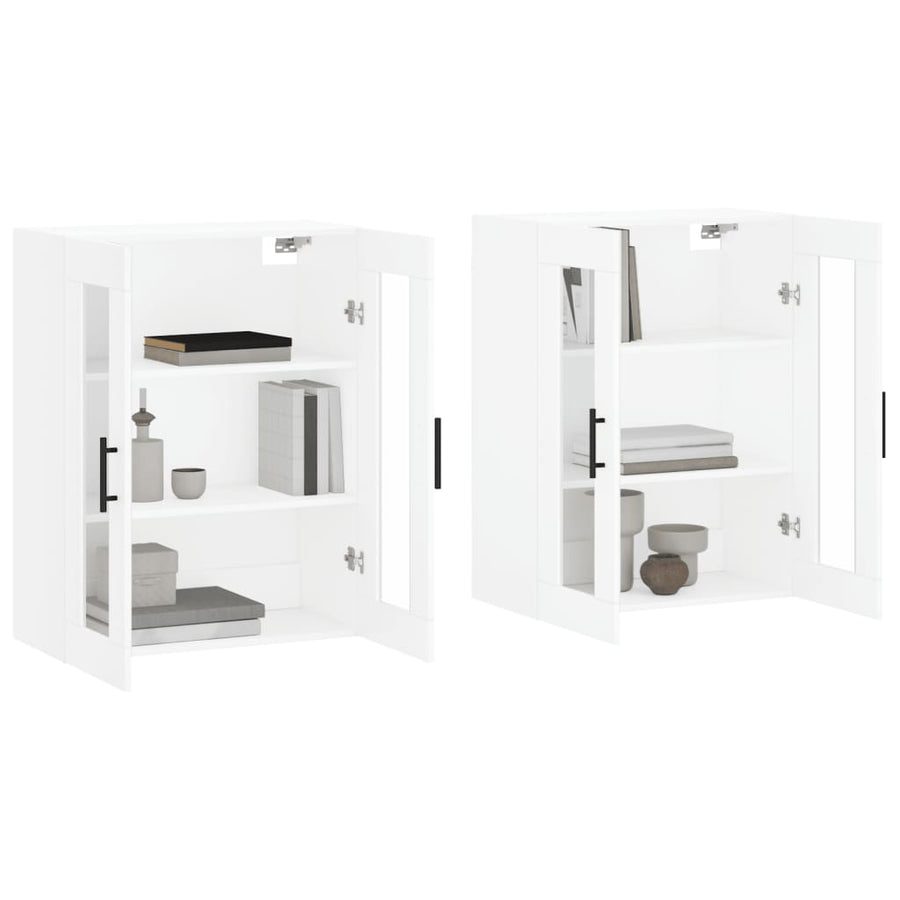 Hangkasten 2 St Bewerkt Hout Wit