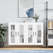 Wall cabinets 2 pcs carved wood white