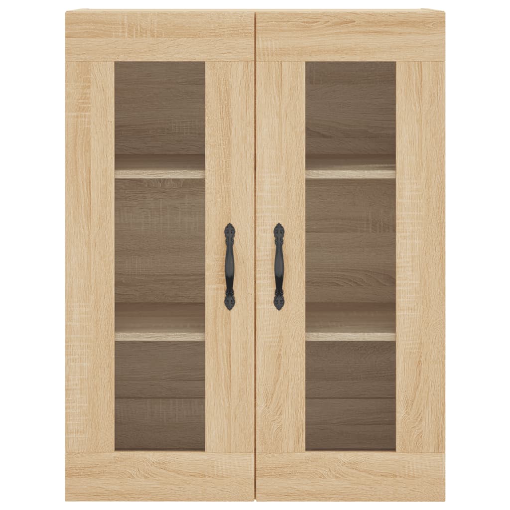 Hangkasten Bewerkt Hout Kleurig Sonoma eiken Bladzwart