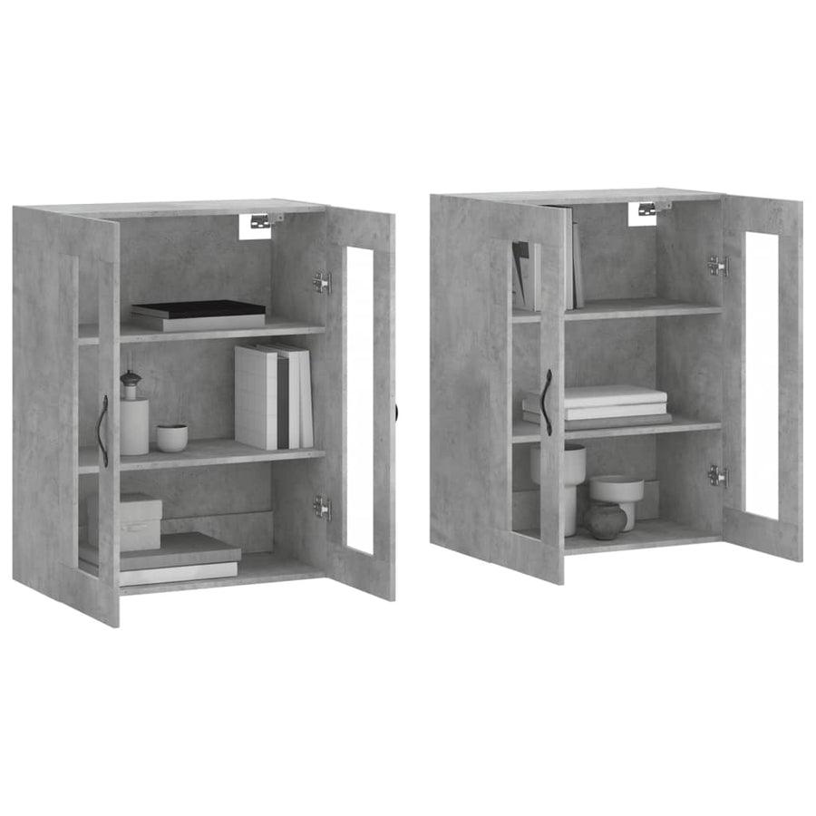 Hangkasten Bewerkt Hout 2 Betongrijs