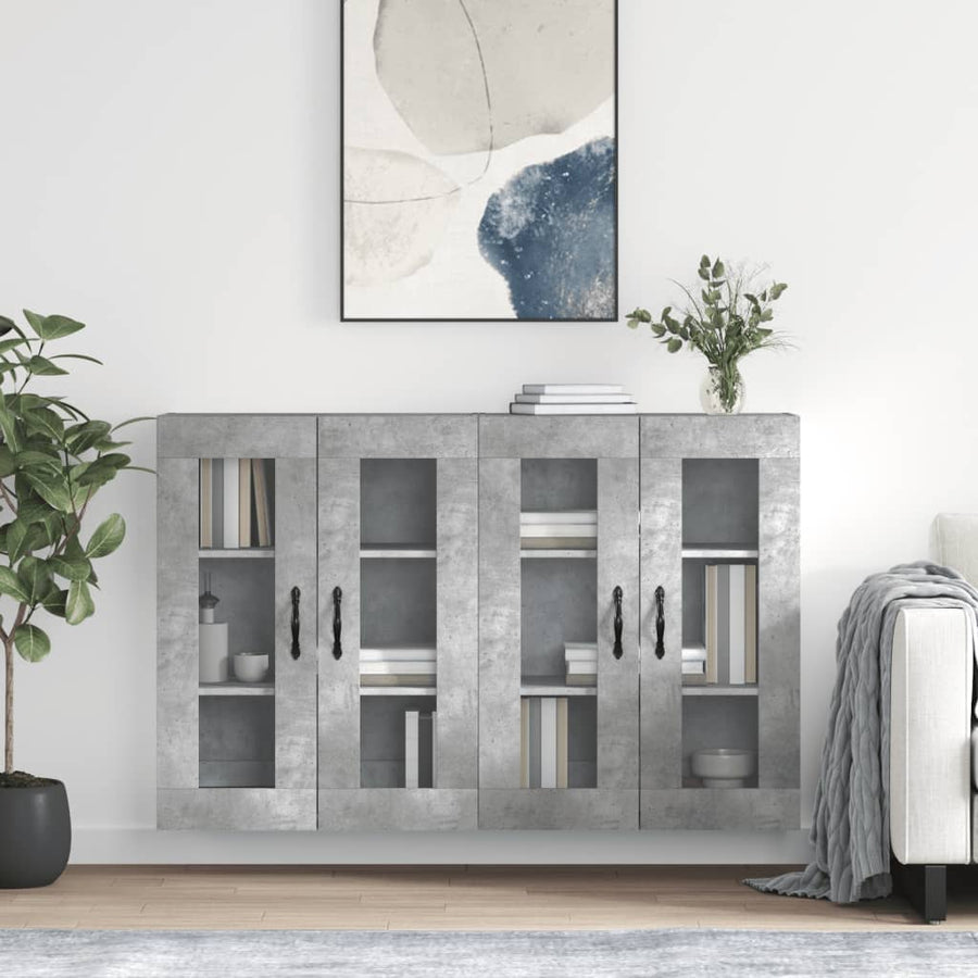 Hangkasten Bewerkt Hout 2 Betongrijs