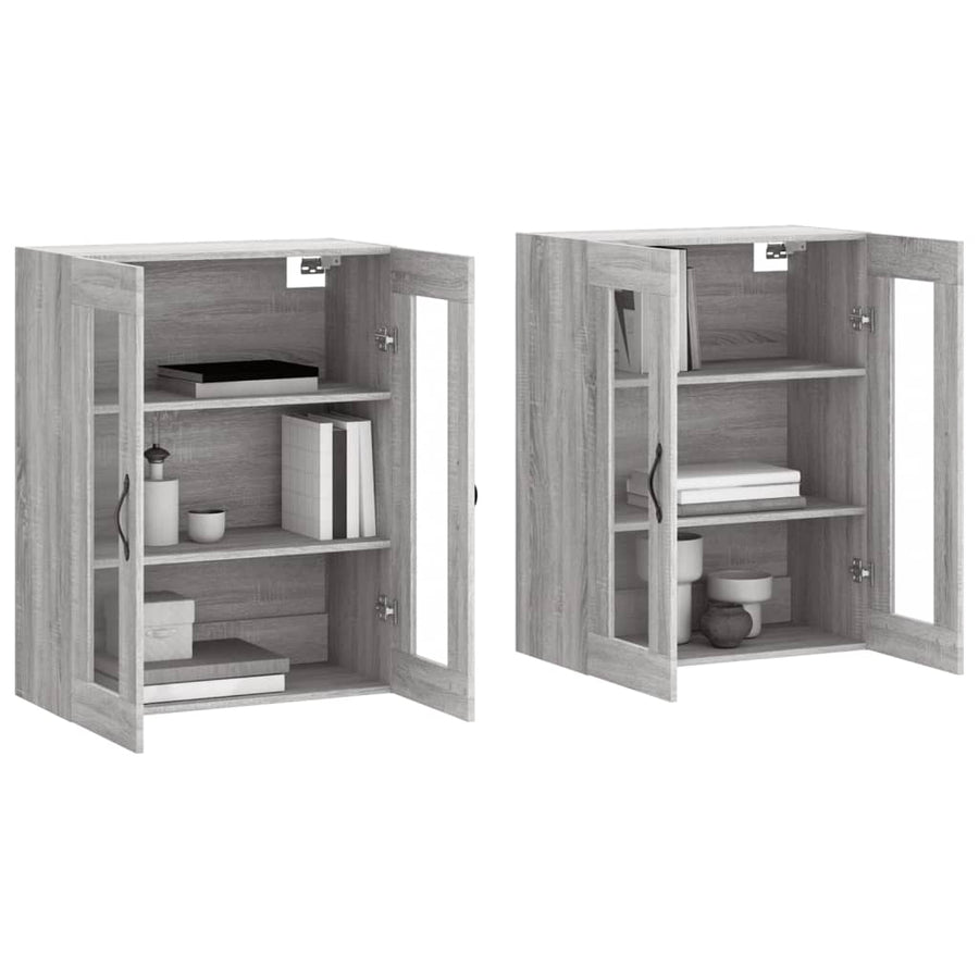 Hangkasten Bewerkt Hout Eikenkleurig 2 Grijs sonoma