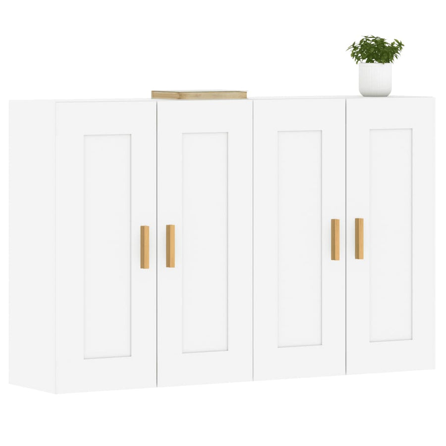 Hangkasten 2 st bewerkt hout wit