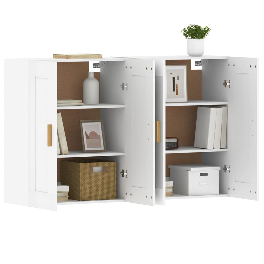 Hangkasten 2 st bewerkt hout wit